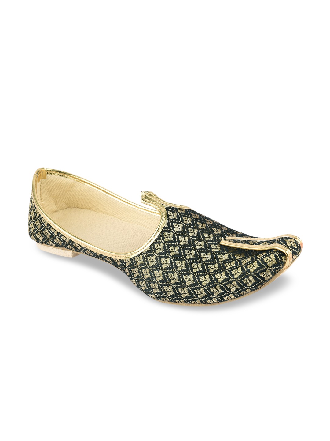 

DESI COLOUR Men Black Woven Design Mojaris
