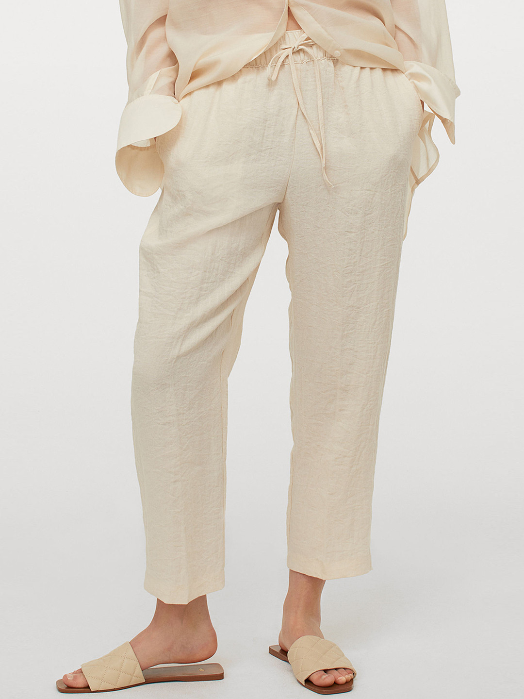 

H&M Women White Ankle-Length Trousers