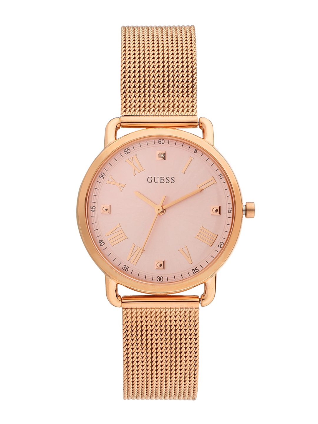 

GUESS Women Rose Gold-Toned Embellished Dial Watch GW0031L3