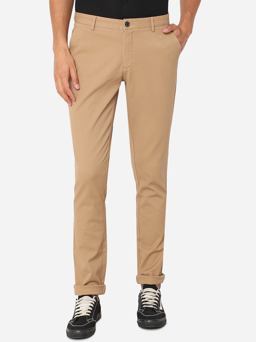 

JADE BLUE Men Khaki Slim Fit Trousers