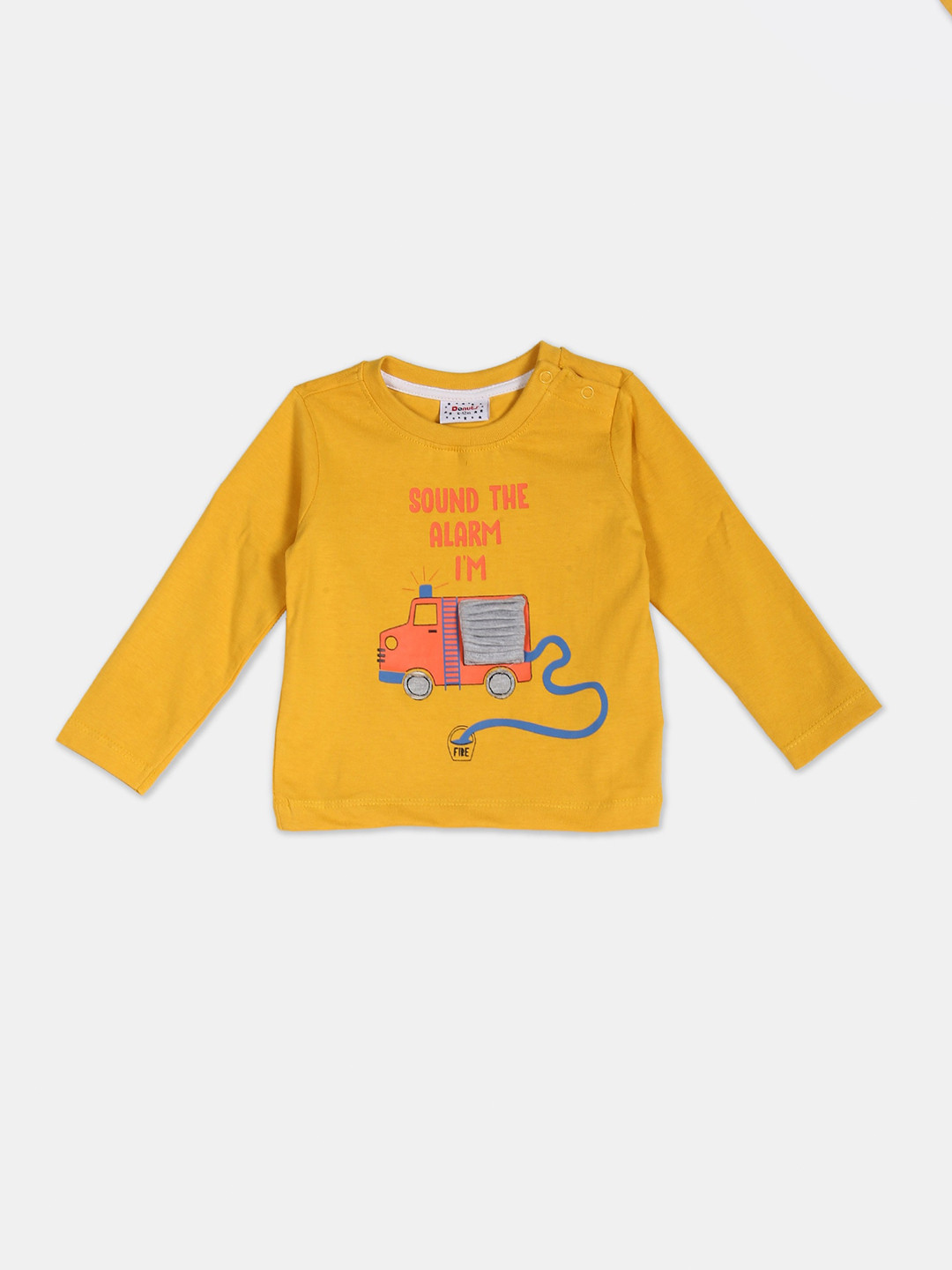 

Donuts Boys Yellow Printed Applique T-shirt