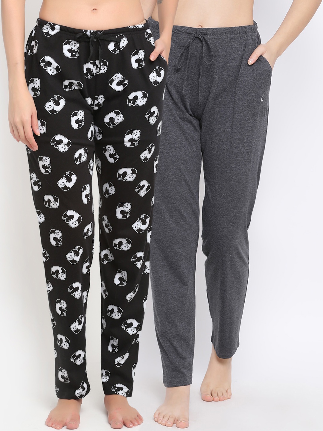 

Kanvin Women Pack Of 2 Pure Cotton Lounge Pants, Black