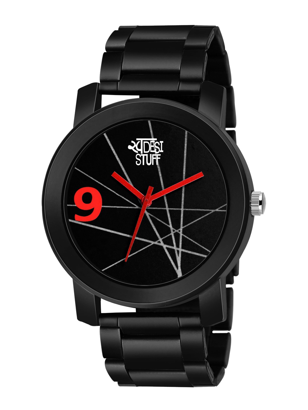 SWADESI STUFF Analogue Black Dial Metal Strap Watch for Men