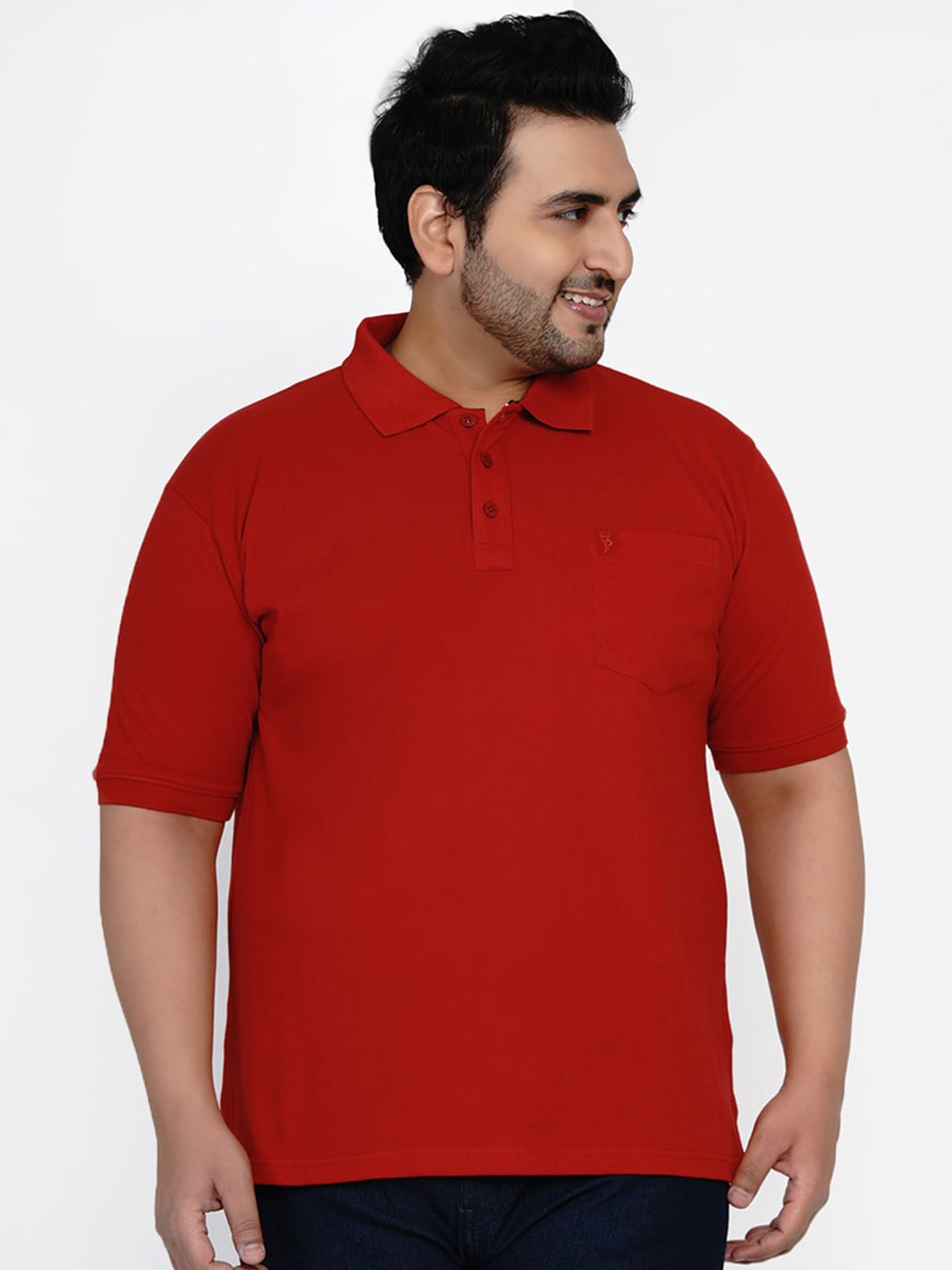 

John Pride Men Red Solid Regular Fit Polo Collar T-shirt