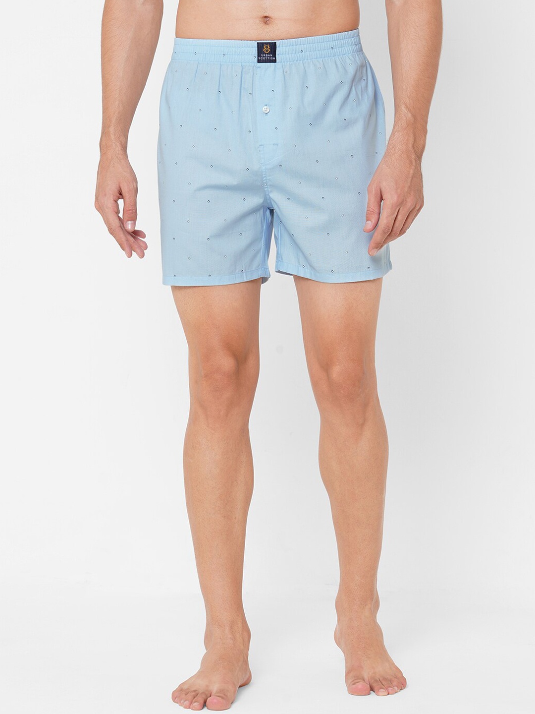 

Urban Scottish Men Printed Pure Cotton Boxers USBX2174, Blue