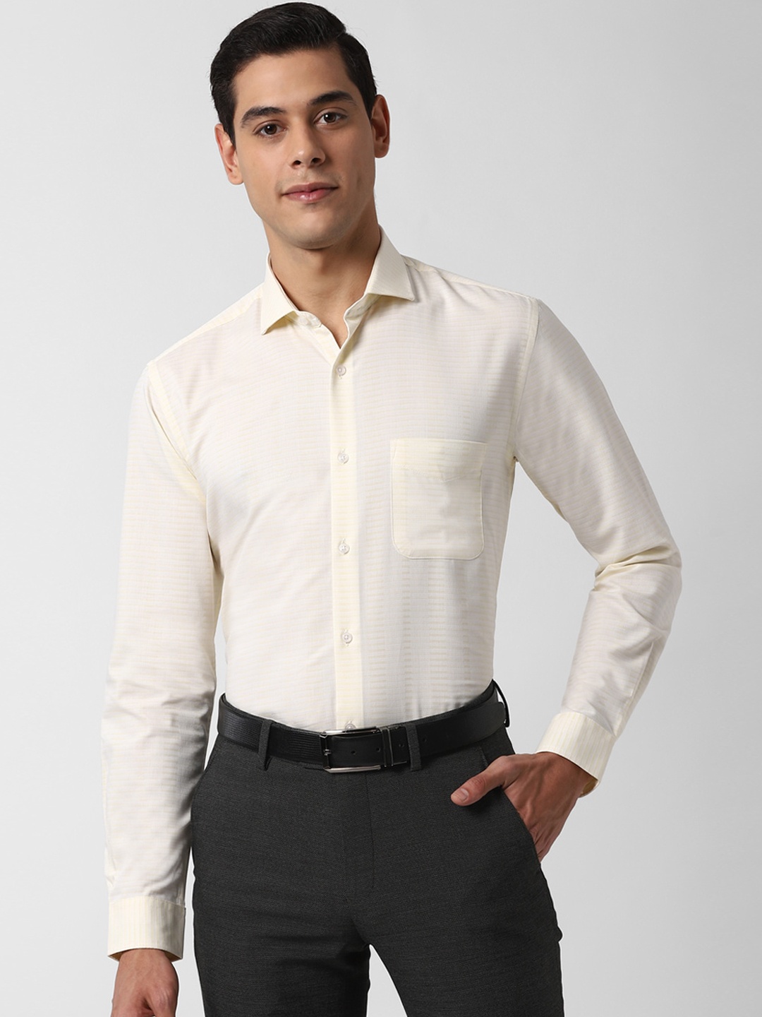 

Peter England Men Yellow Multi Stripes Formal Shirt