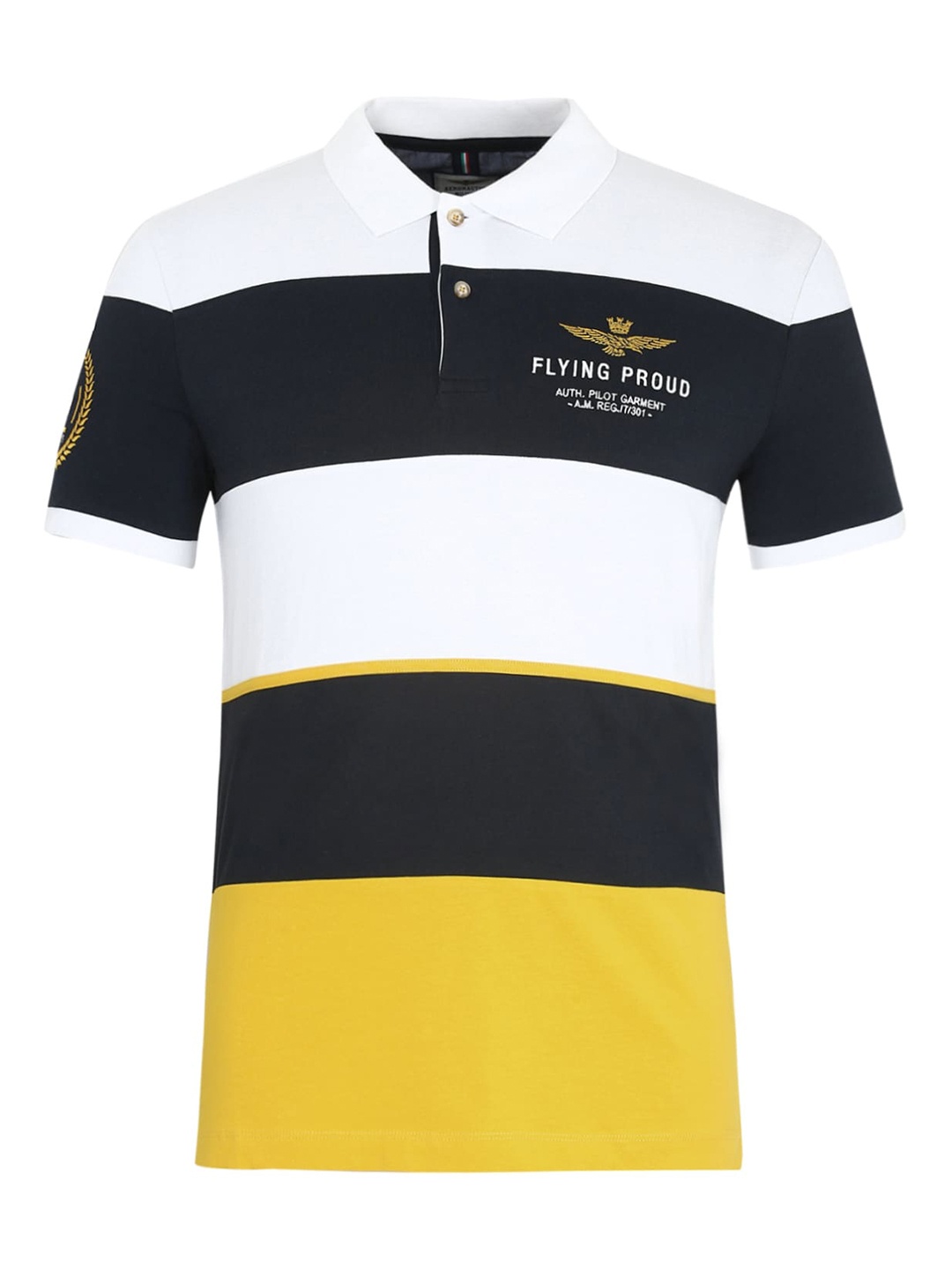 

Aeronautica Militare Men Multicoloured Colourblocked Polo Collar T-shirt, Multi