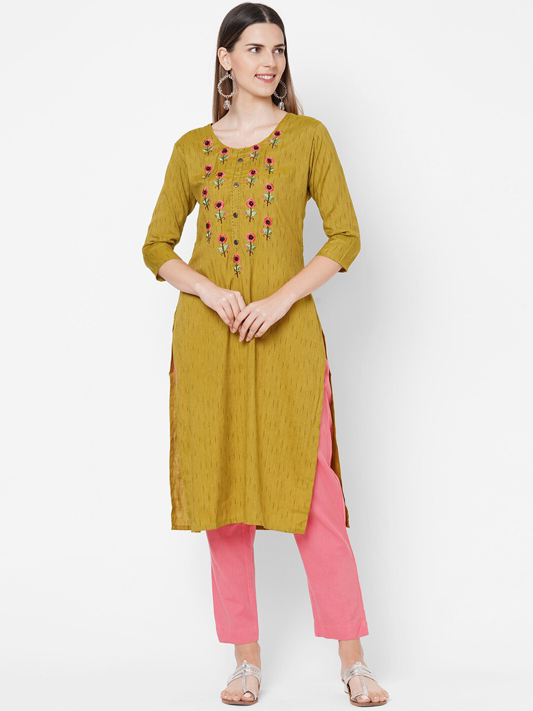 

FASHOR Women Mustard Kurta