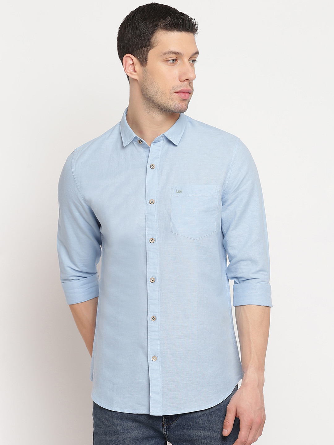 

Lee Men Blue Slim Fit Casual Shirt