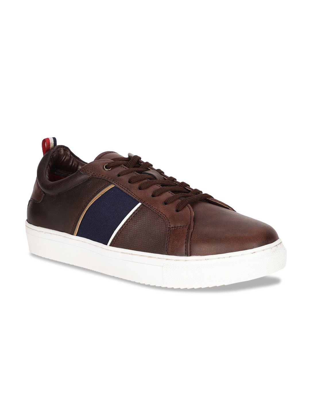 

Bata Men Brown & Navy Blue Colourblocked Sneakers
