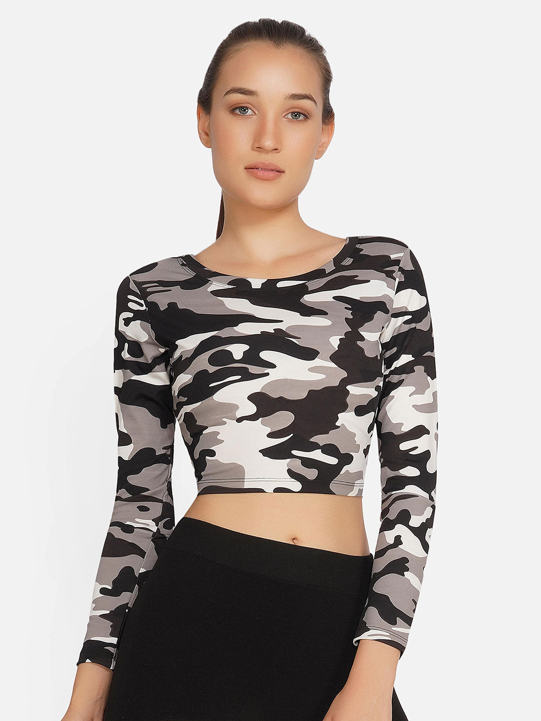 

NEU LOOK FASHION Women Multicoloured Camouflage Printed Slim Fit T-shirt, Multi