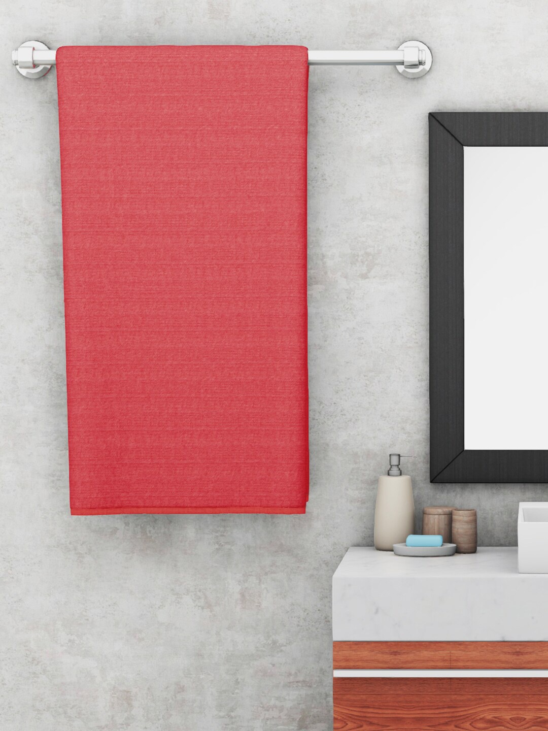 

KOPA Coral-Coloured Solid 300 GSM Pure Cotton Quick-Dry Terry Bath Towel