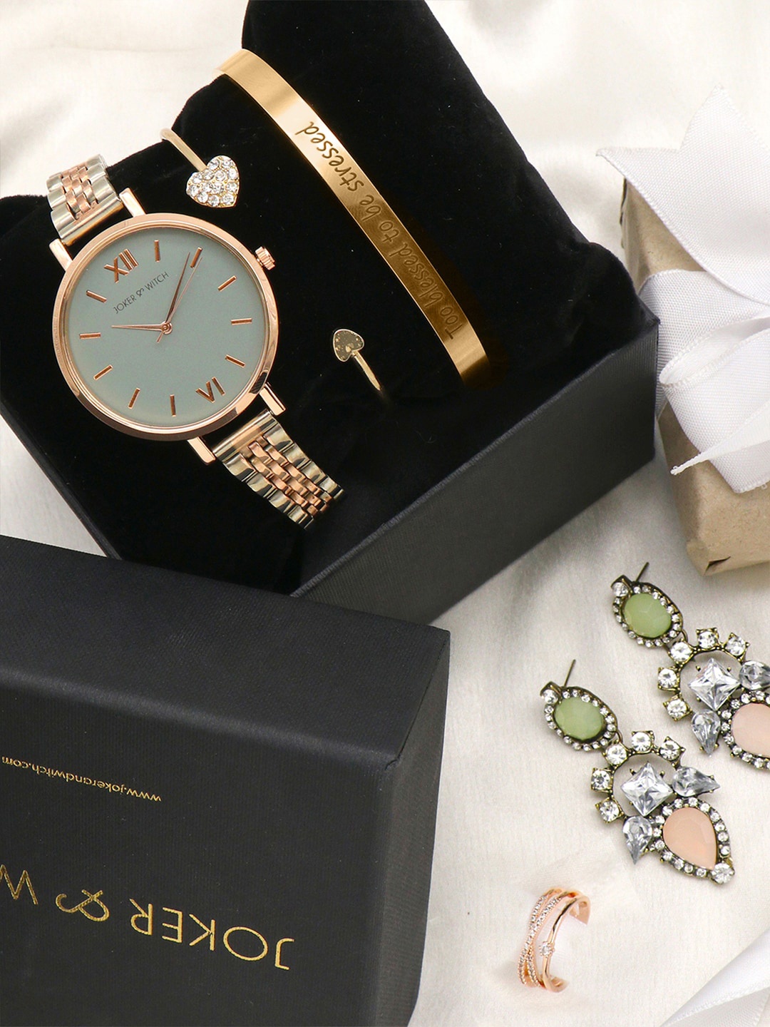 

JOKER & WITCH Women Grey Watch Gift Set JWLS123