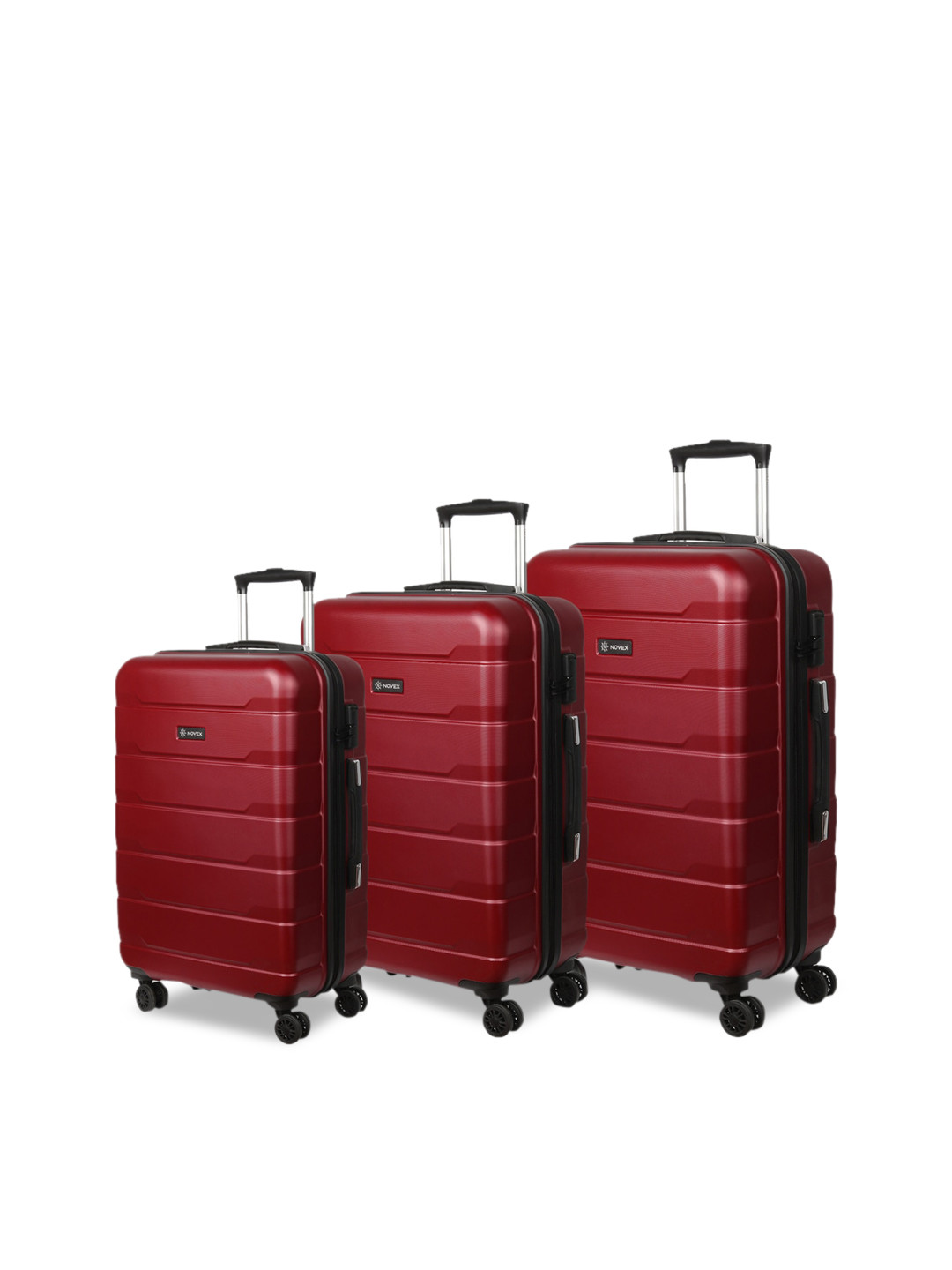 

NOVEX Unisex Set Of 3 Maroon Textured Hard-Sided Suitcases
