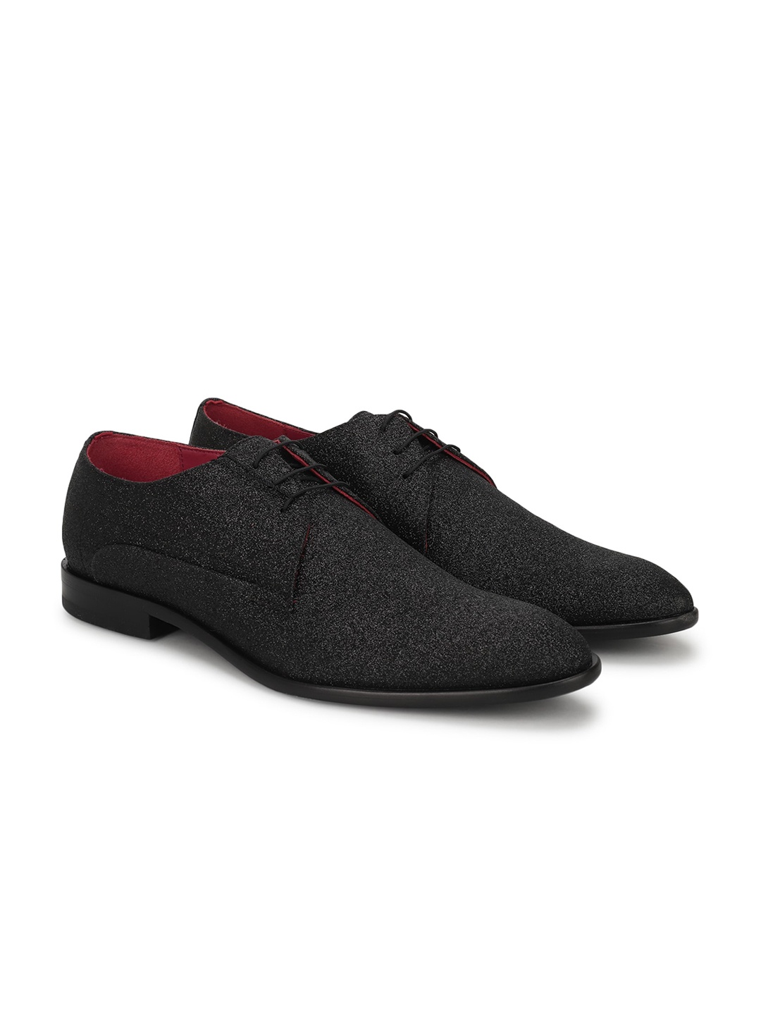 

HUGO Men Black Textured Derbys