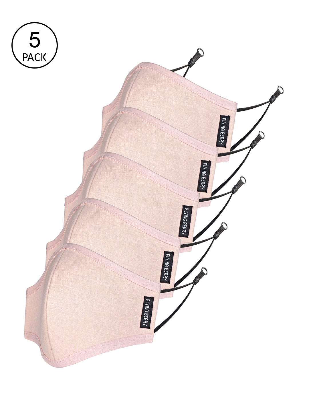 

FLYING BERRY Pack Of 5 Pink Solid 3-Ply Reusable Anti Pollution Linen N95 Masks