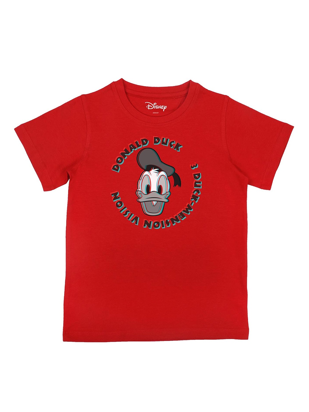 

Disney by Wear Your Mind Boys Red Donald Duck Printed Pure Cotton T-shirt