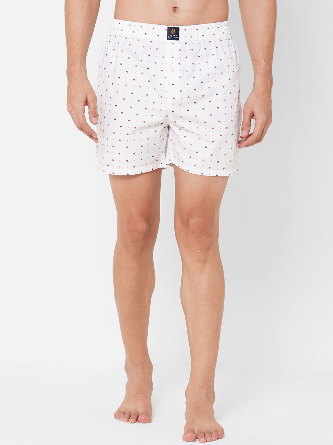 

Urban Scottish Men White & Red Printed Pure Cotton Boxers USBX2178