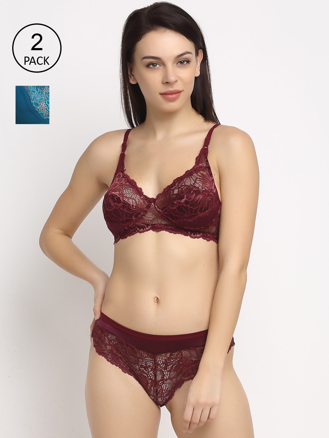 

Friskers Women Pack of 2 Lingerie Sets O-305-O-308, Teal