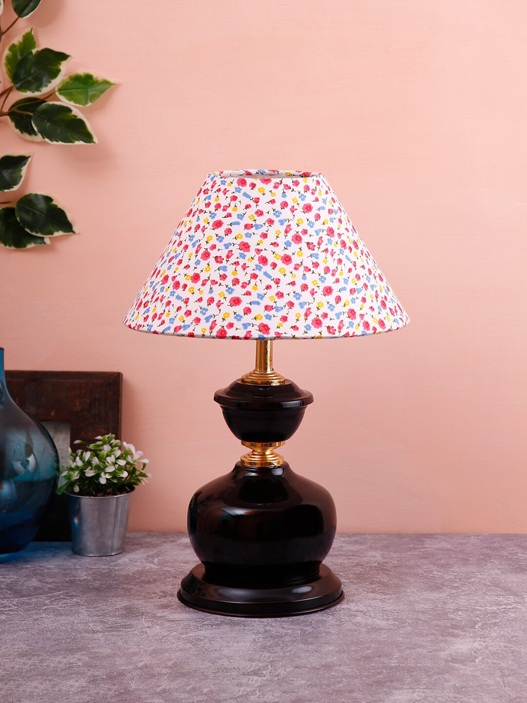 

Devansh White & Red Printed Traditional Bedside Standard Table Lamp