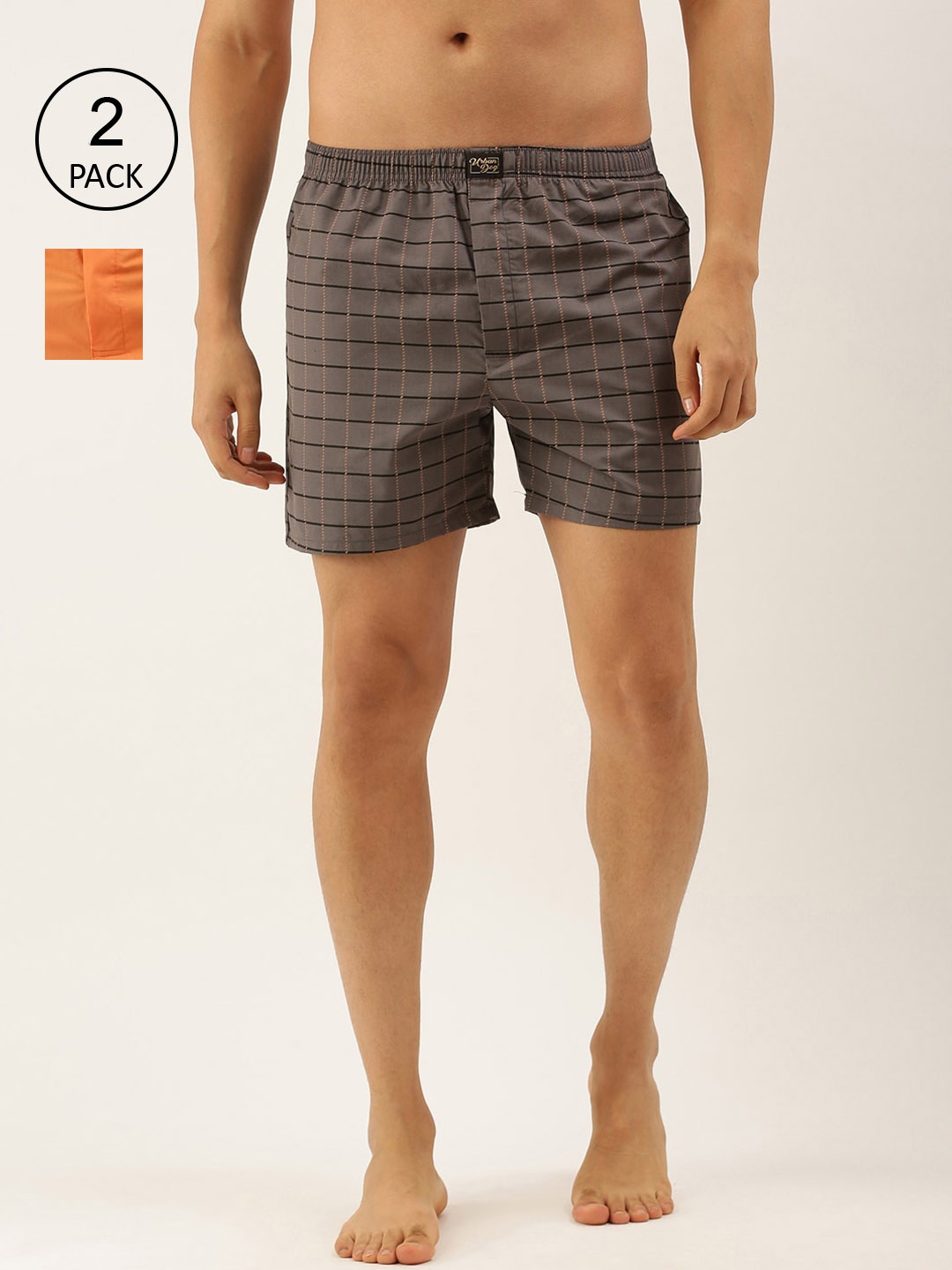 Urban Dog Men Pack Of 2 Assorted Cotton Boxers UDBX434_UDBX418-M