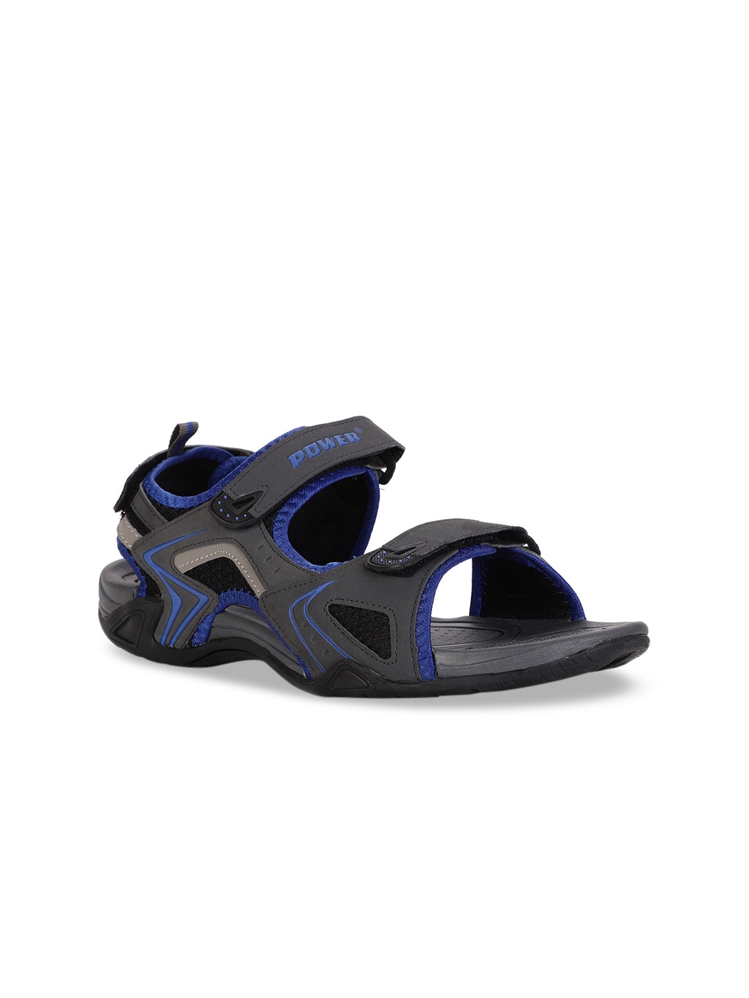 

Power Men Blue & Black Solid Sports Sandals