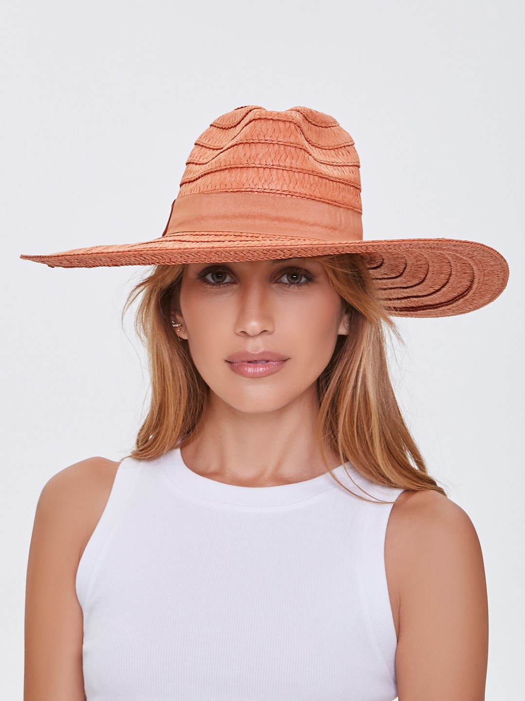 

FOREVER 21 Women Rust-Coloured Woven Design Panama Hat