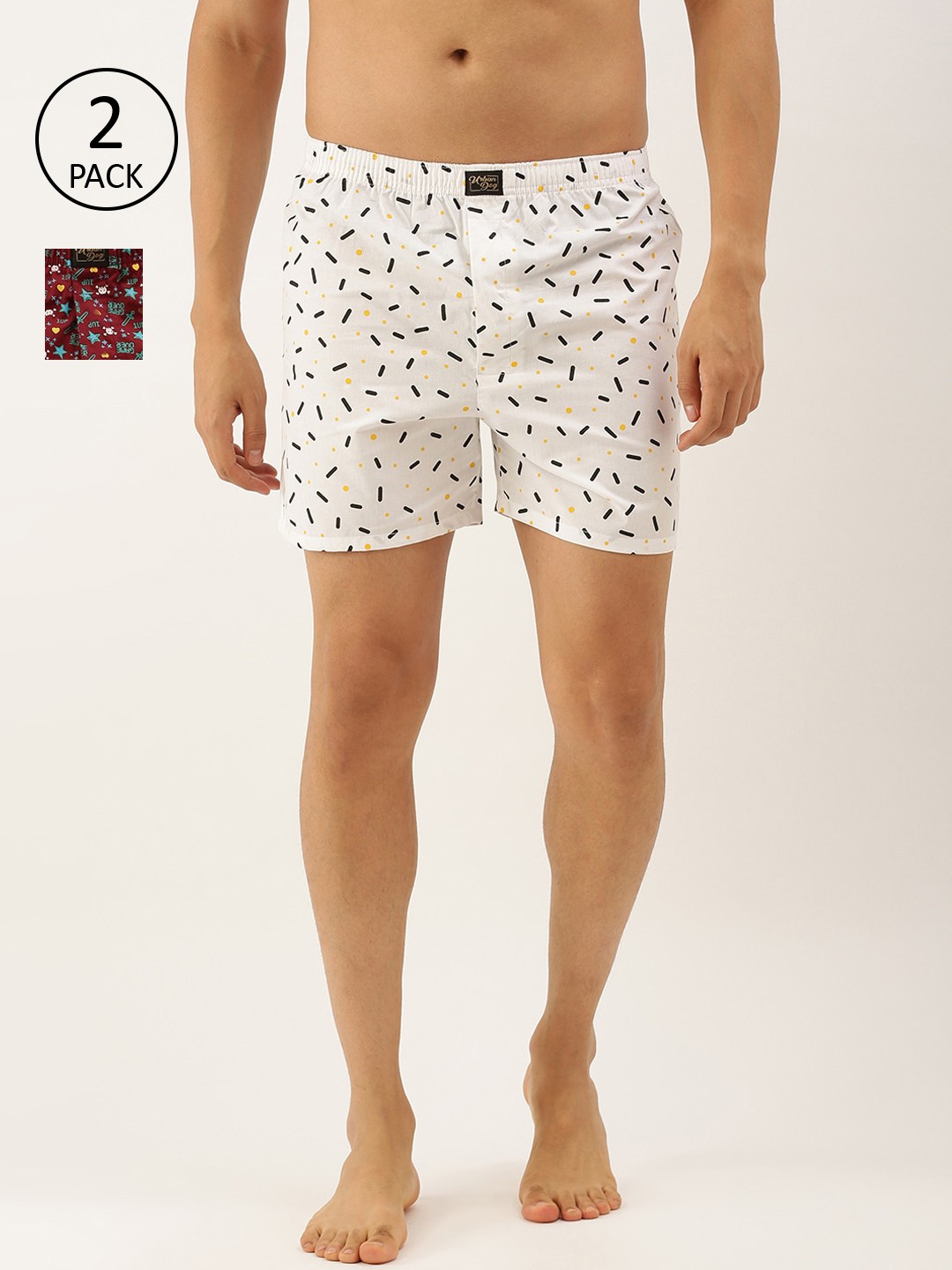 

Urban Dog Men Pack Of 2 Assorted Pure Cotton Boxers UDBX447_UDBX422-M