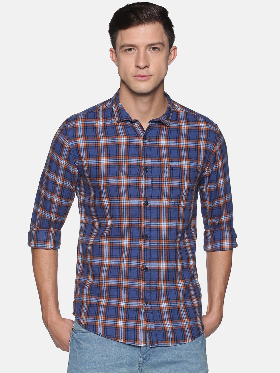 

SHOWOFF Men Blue Slim Fit Checked Casual Shirt