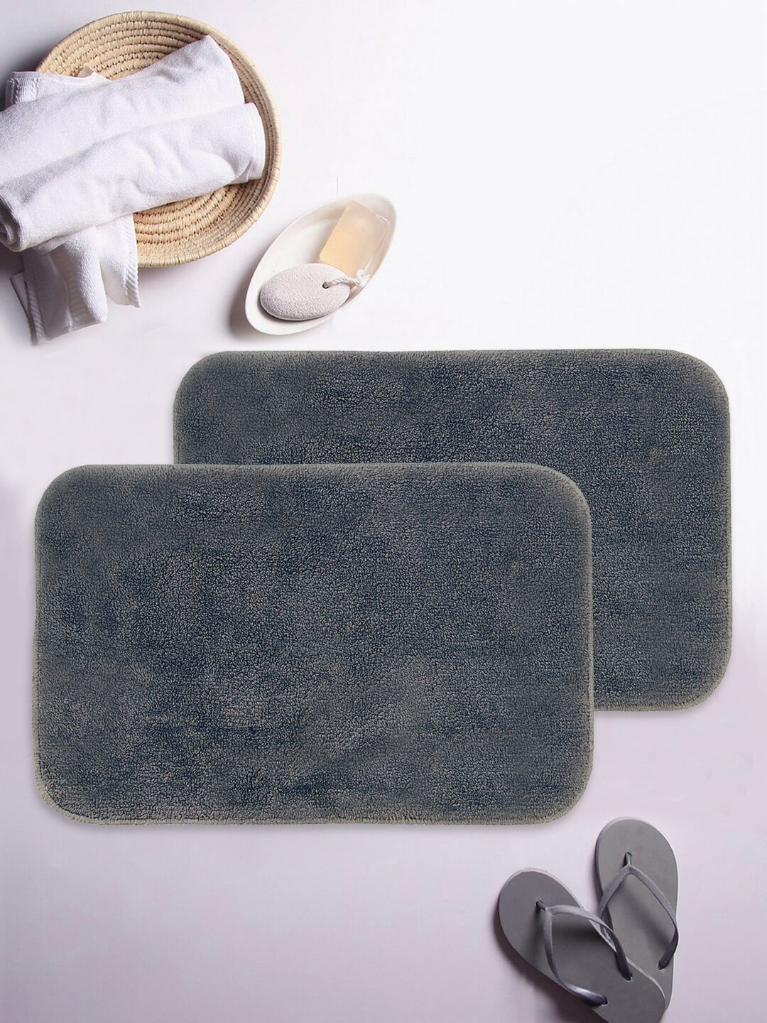 

KOPA Set Of 2 Grey Solid Bath Rugs