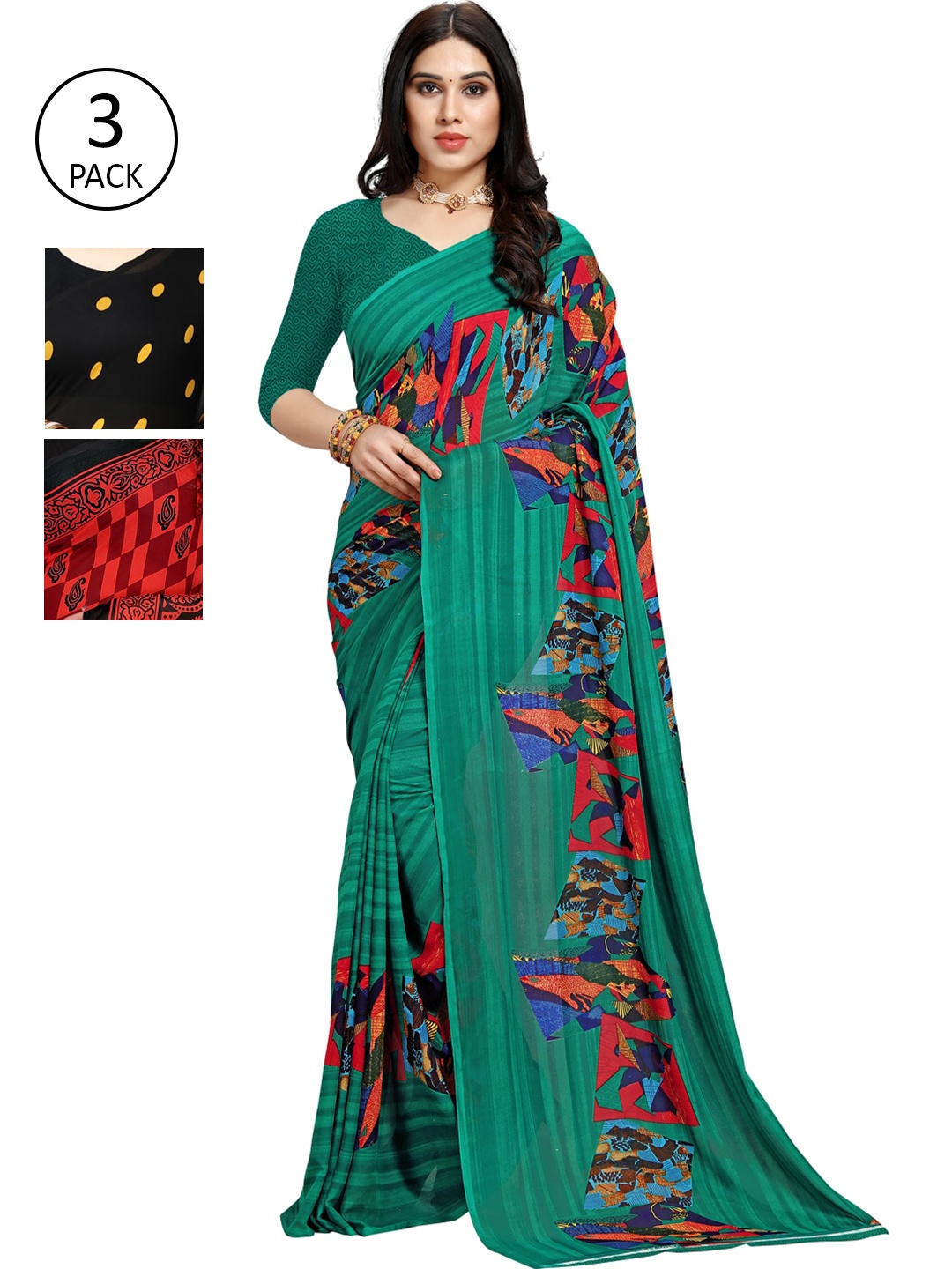

KALINI Yellow & Red Pack of 3 Saree