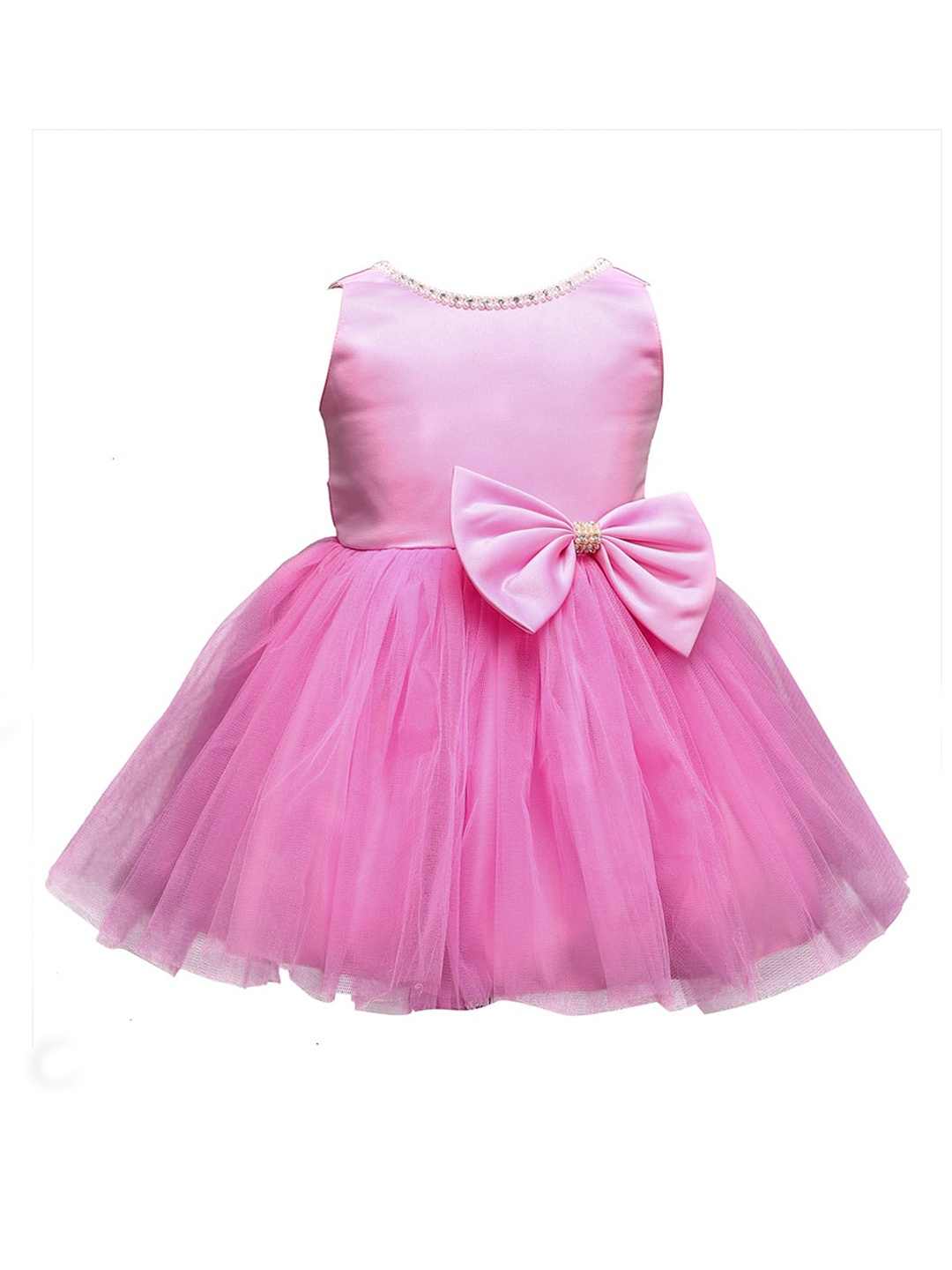 

The Magic Wand Pink Bow & Gathered Satin Fit & Flare Party Dress