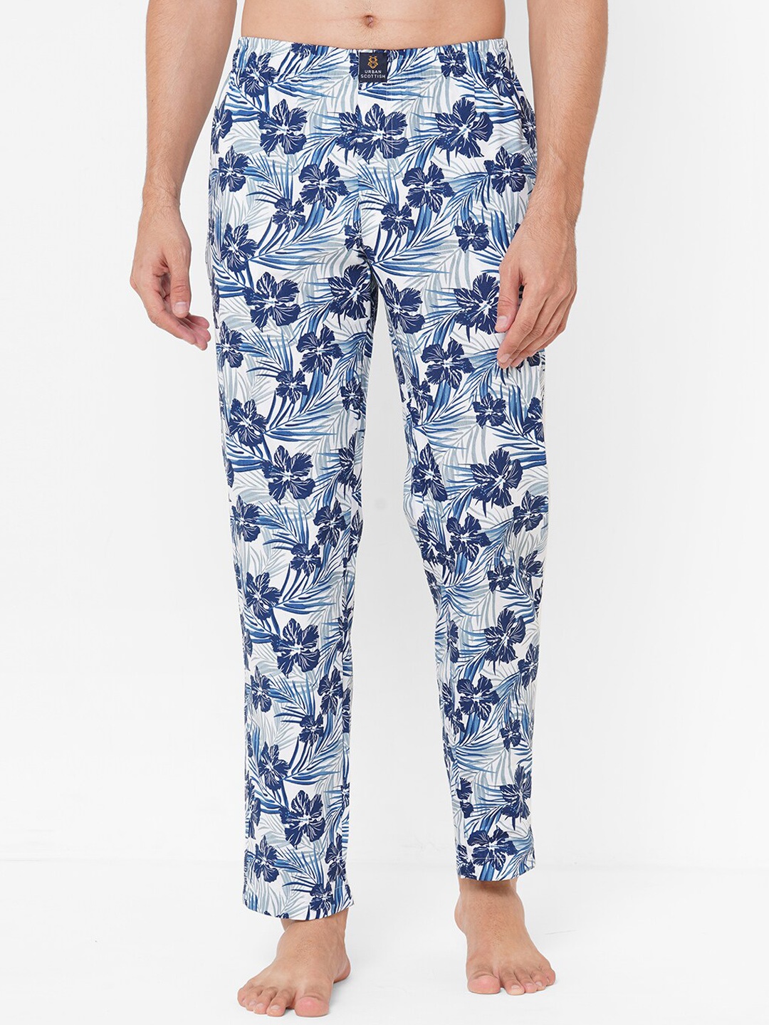 

URBAN SCOTTISH Men Blue & White Printed Lounge Pants