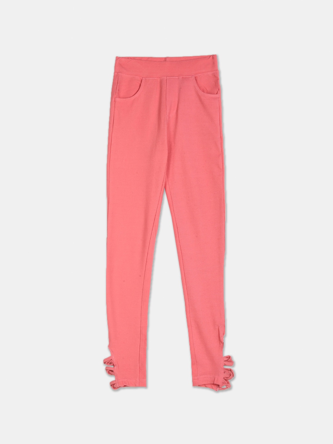 

Cherokee Girls Coral-Coloured Solid Cotton Jeggings