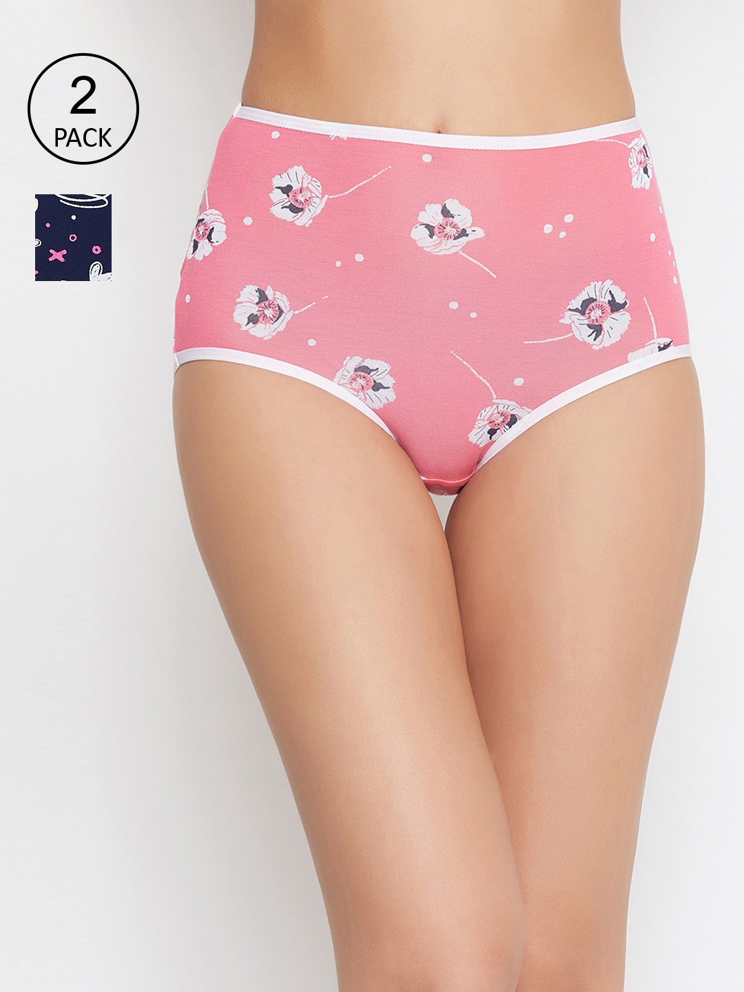 

Clovia Women Pack Of 2 Printed Hipster Cotton Briefs, Pink