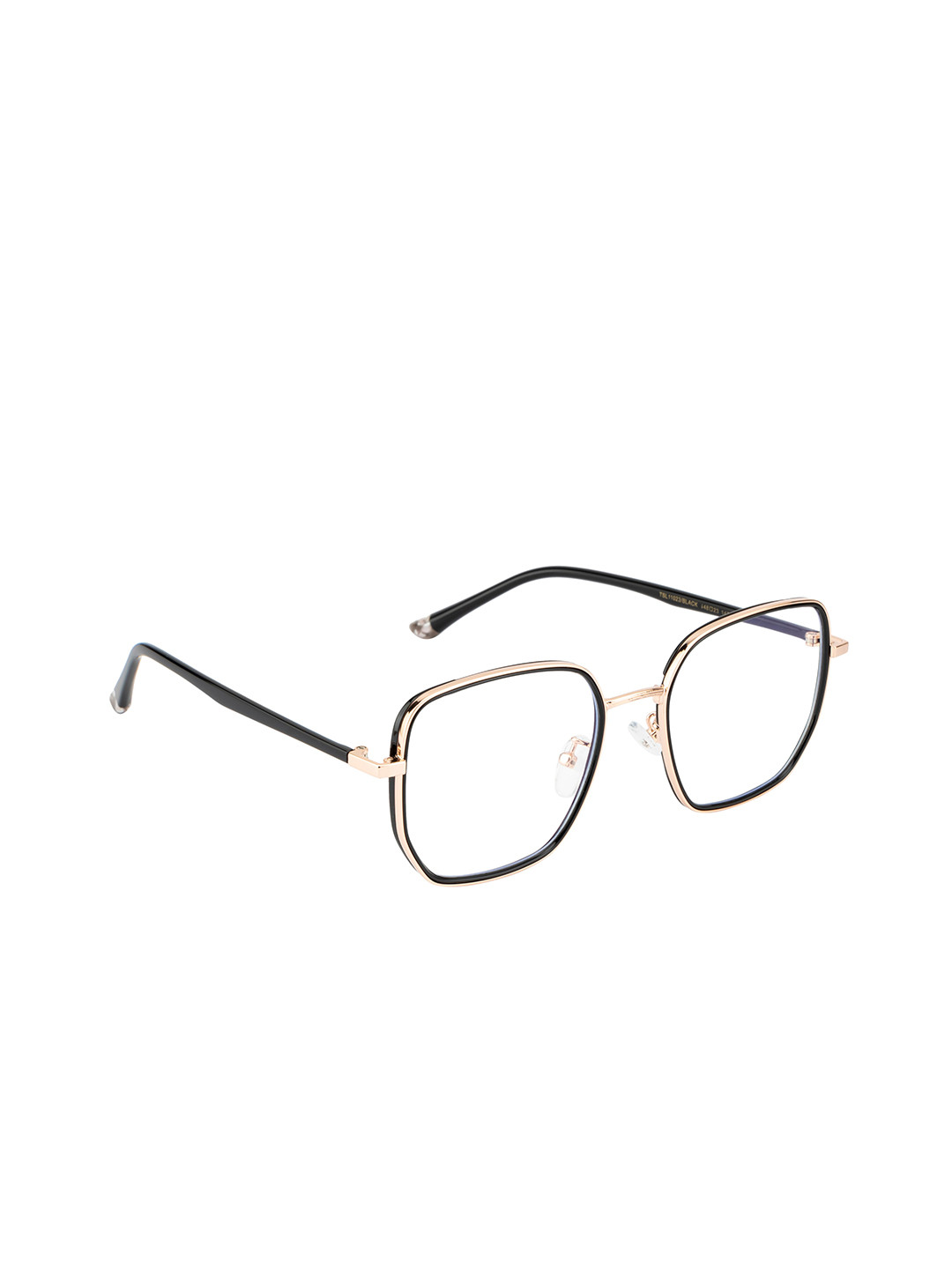 

Ted Smith Unisex Black & Gold-Toned Full Rim Square Frames TS-11023_BLK