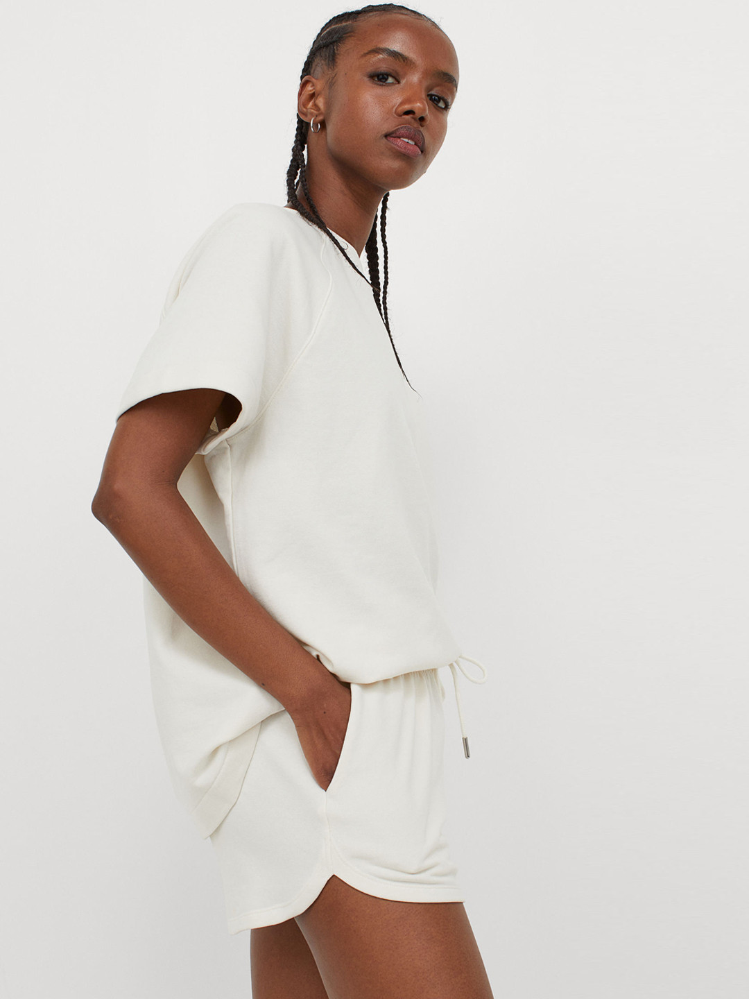 

H&M Women White Sweatshirt Shorts