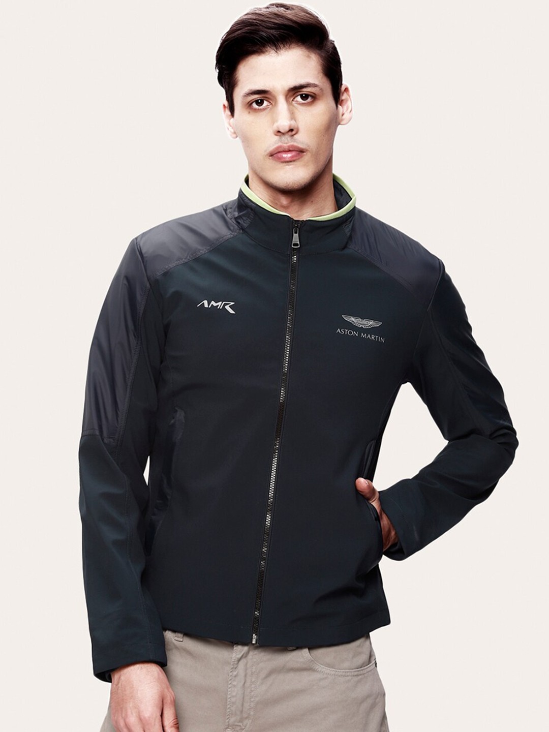 

HACKETT LONDON Men Navy Blue Striped Longline Sporty Jacket