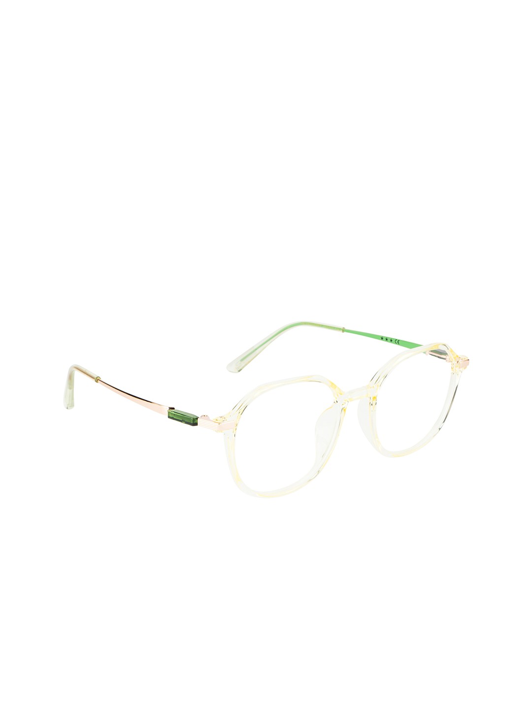 

Ted Smith Unisex Yellow & Rose Gold Full Rim Oval Frames Eyeglasses
