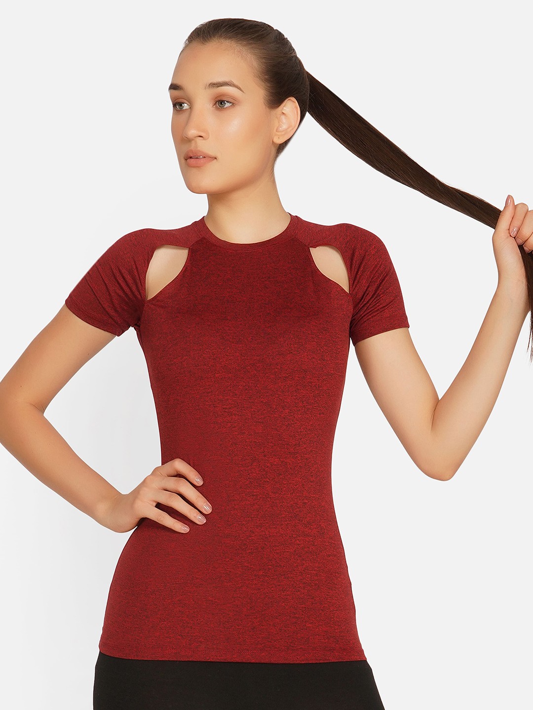

NEU LOOK FASHION Women Maroon Slim Fit T-shirt