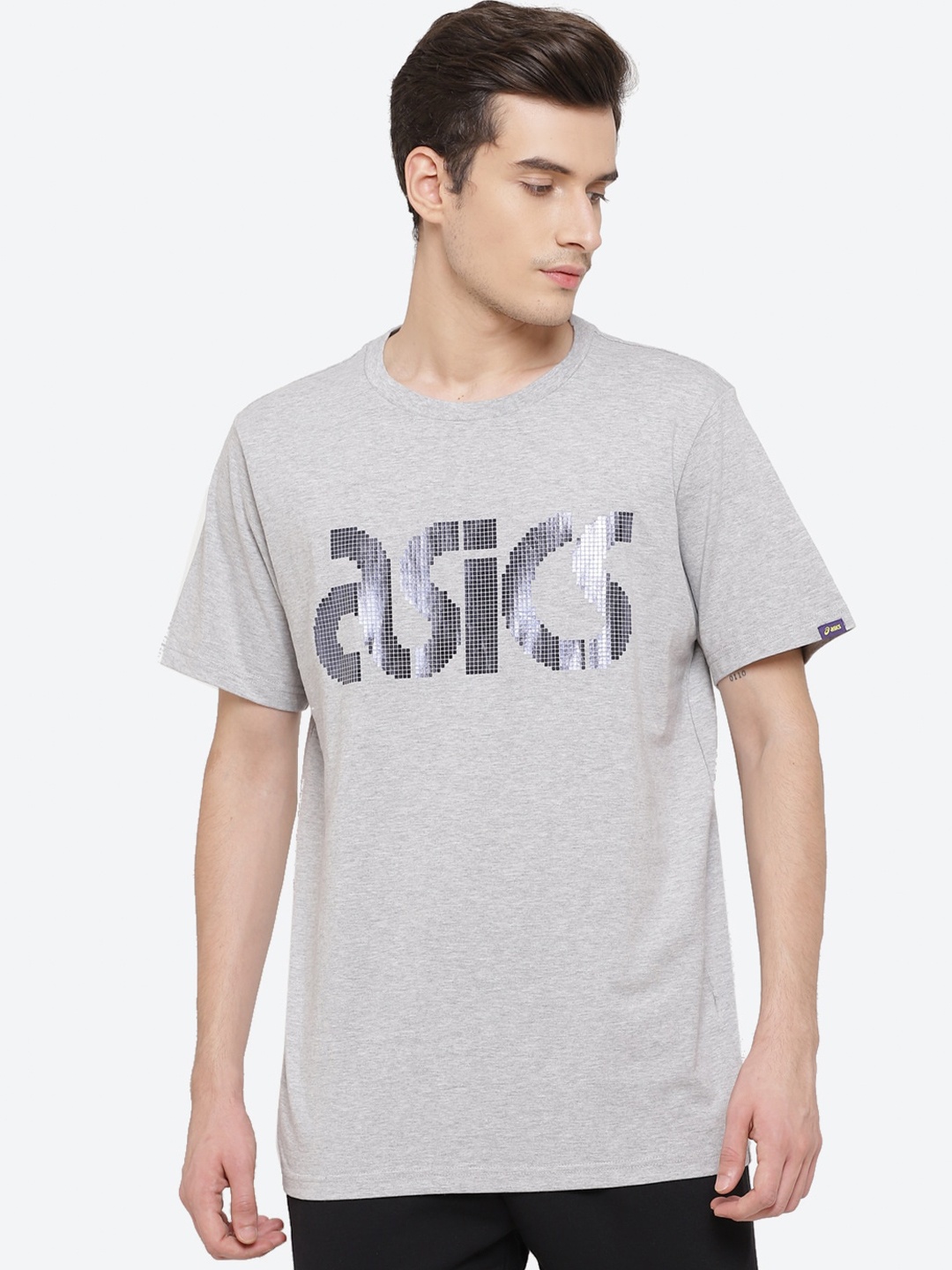 

ASICS Men Jsy Foil Bl SS Brand Logo Printed Walking T-shirt, Grey