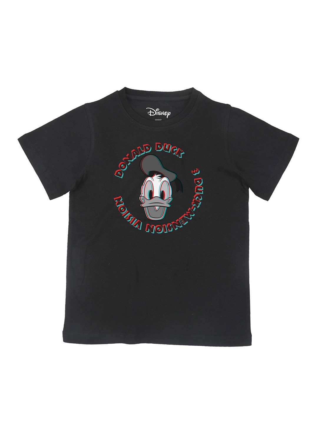 

Disney by Wear Your Mind Boys Black Donald Duck Printed Cotton T-shirt