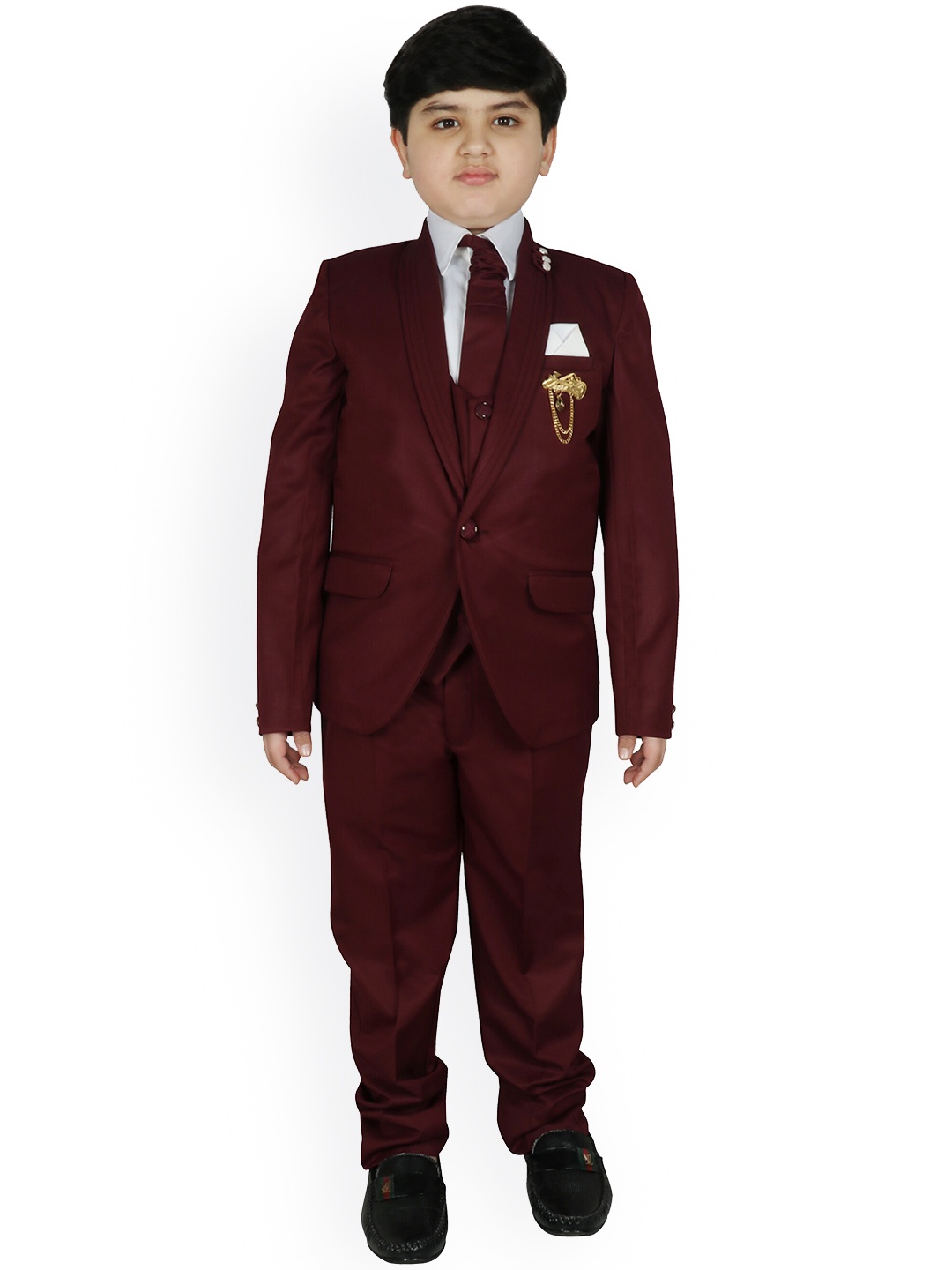 

SG YUVRAJ Maroon Boys Tuxedo Partywear Suit Set, Coffee brown