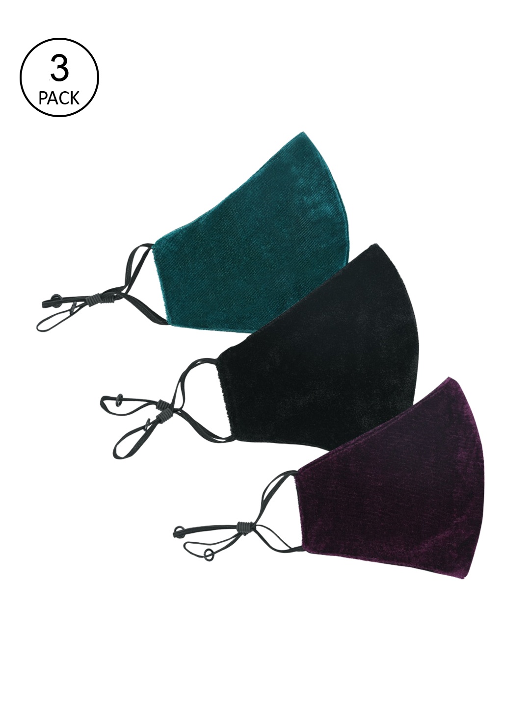 

Trend Arrest Women Pack Of 3 Solid 3-Ply Reusable Cloth Masks, Olive
