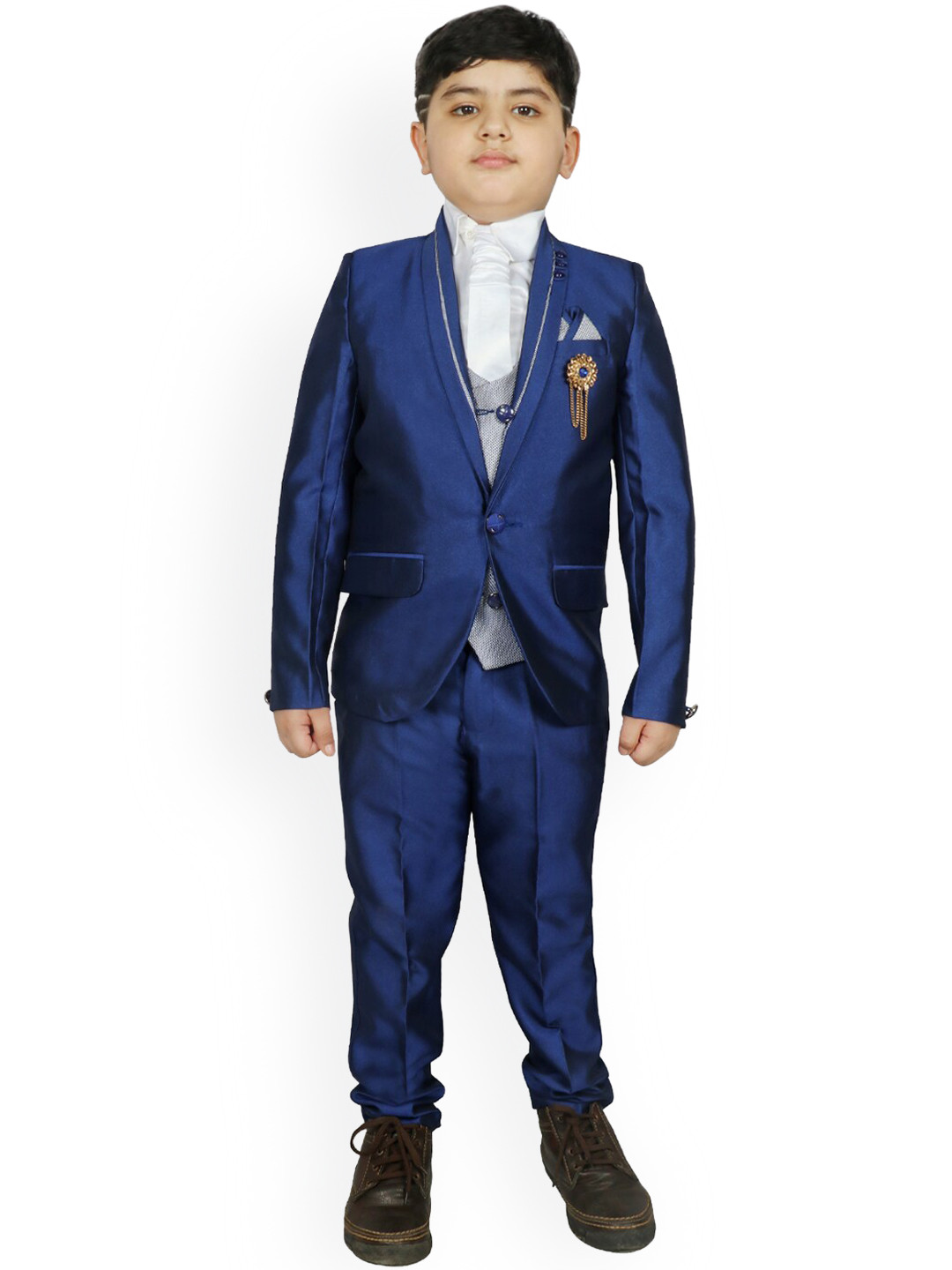 

SG YUVRAJ Boys Blue Solid 5-Piece Tuxedo Party Suit