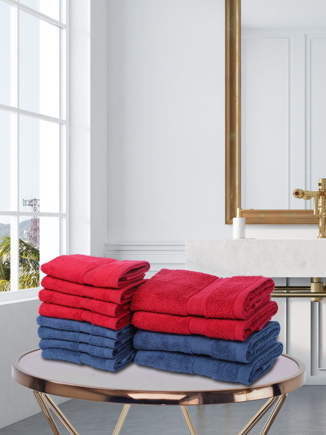 

BIANCA Set Of 12 Pure Cotton Ultra-Fluffy Towels, Burgundy