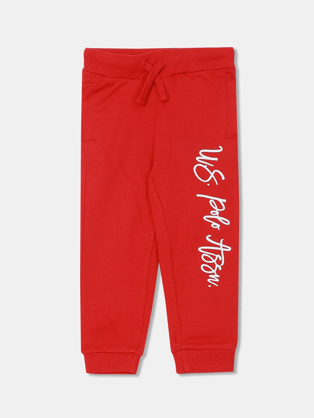 

U.S. Polo Assn. Kids Girls Red & White Printed Straight-Fit Joggers