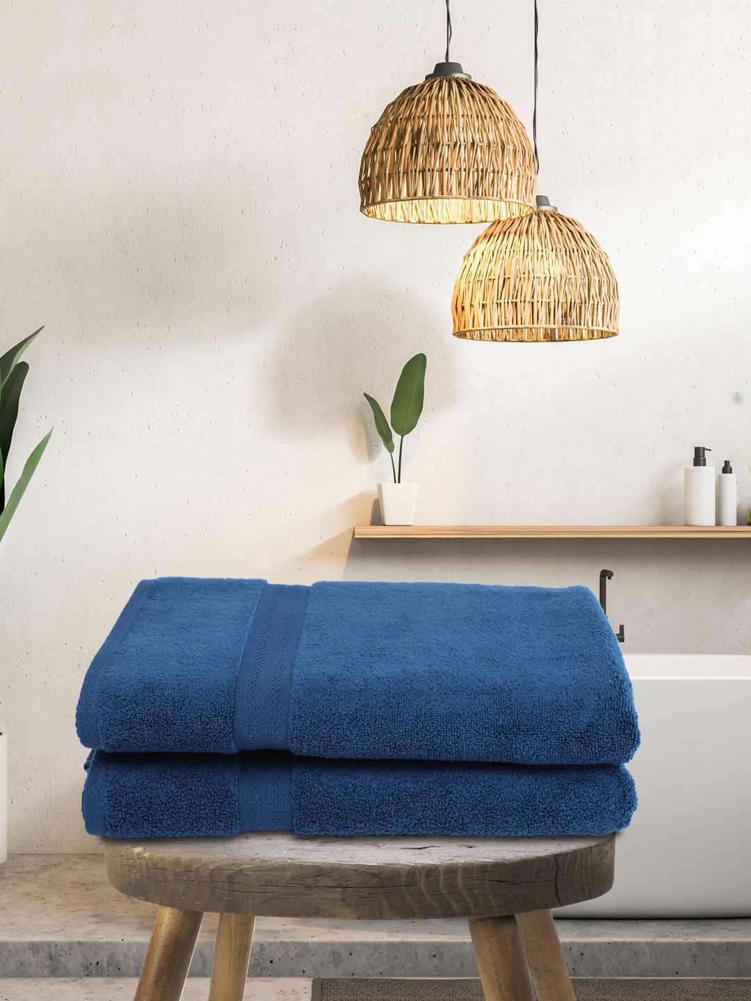 

BIANCA Set Of 2 Pure Cotton Ultra-Fluffy Towels, Navy blue