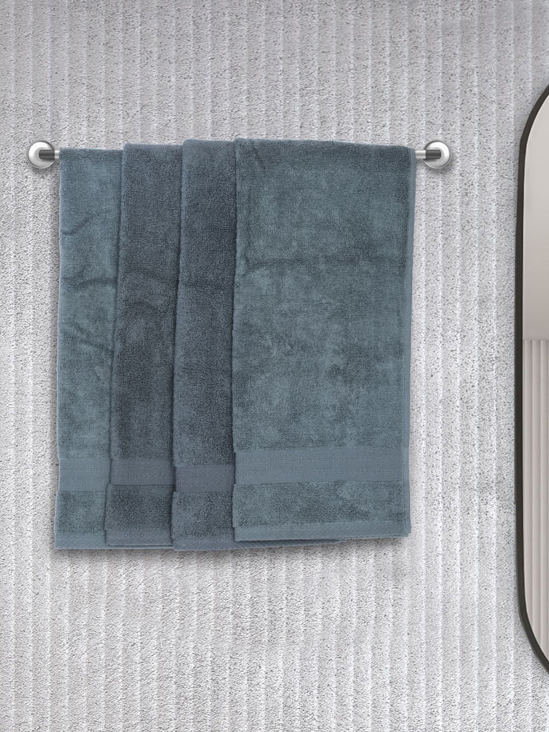 

BIANCA Grey Set of 4 Solid 500 GSM Cotton Hand Towels