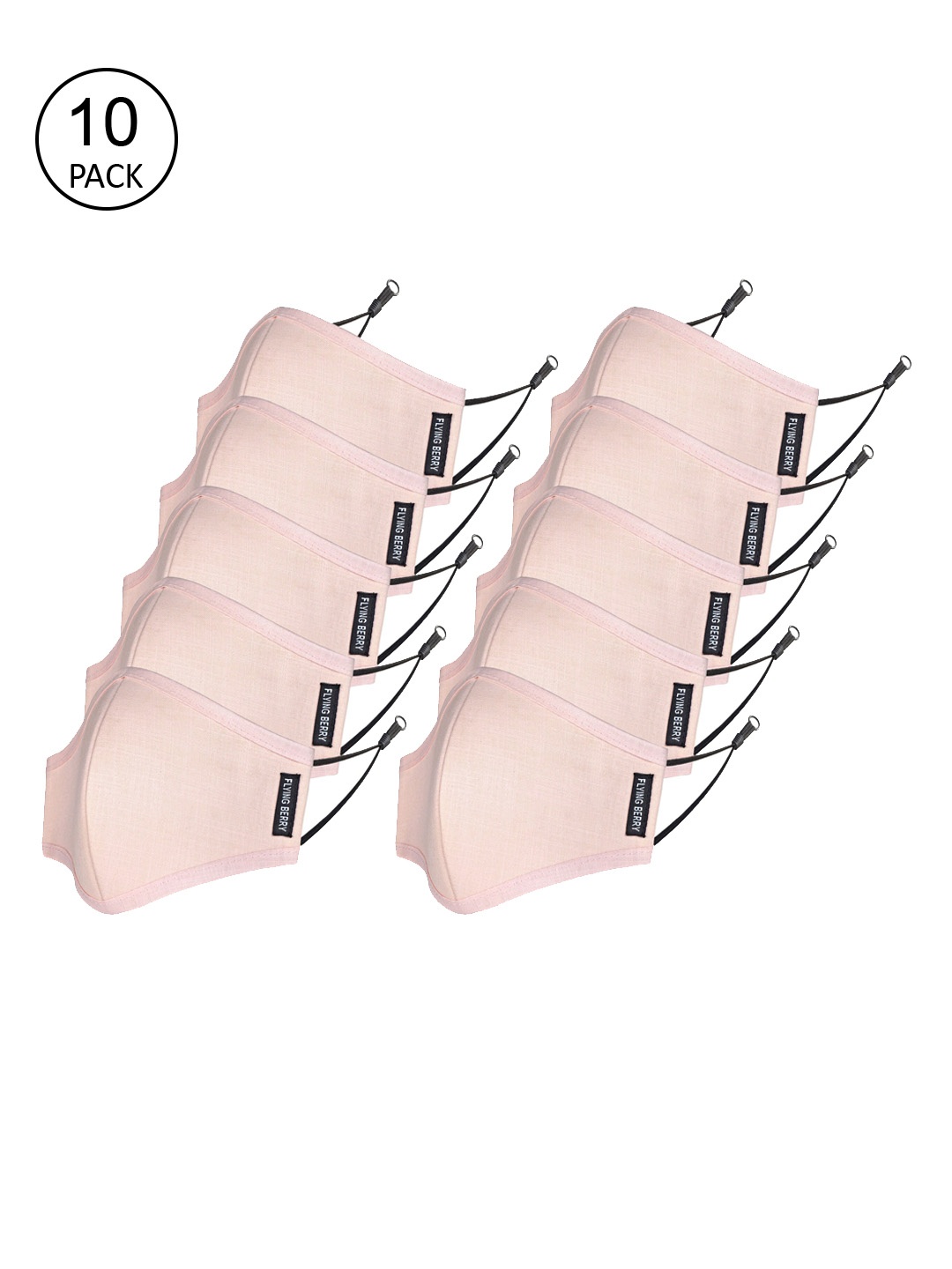 

FLYING BERRY Adults 10 Pcs Pink Solid 3-Ply Reusable Linen N95 Masks